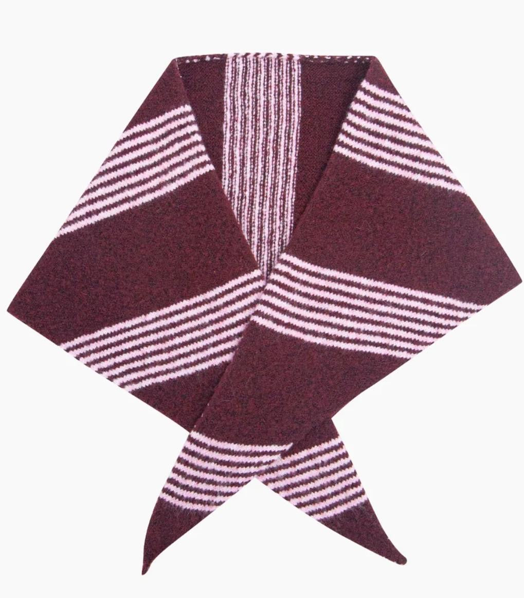 Burgundy & pink stripe triangle scarf