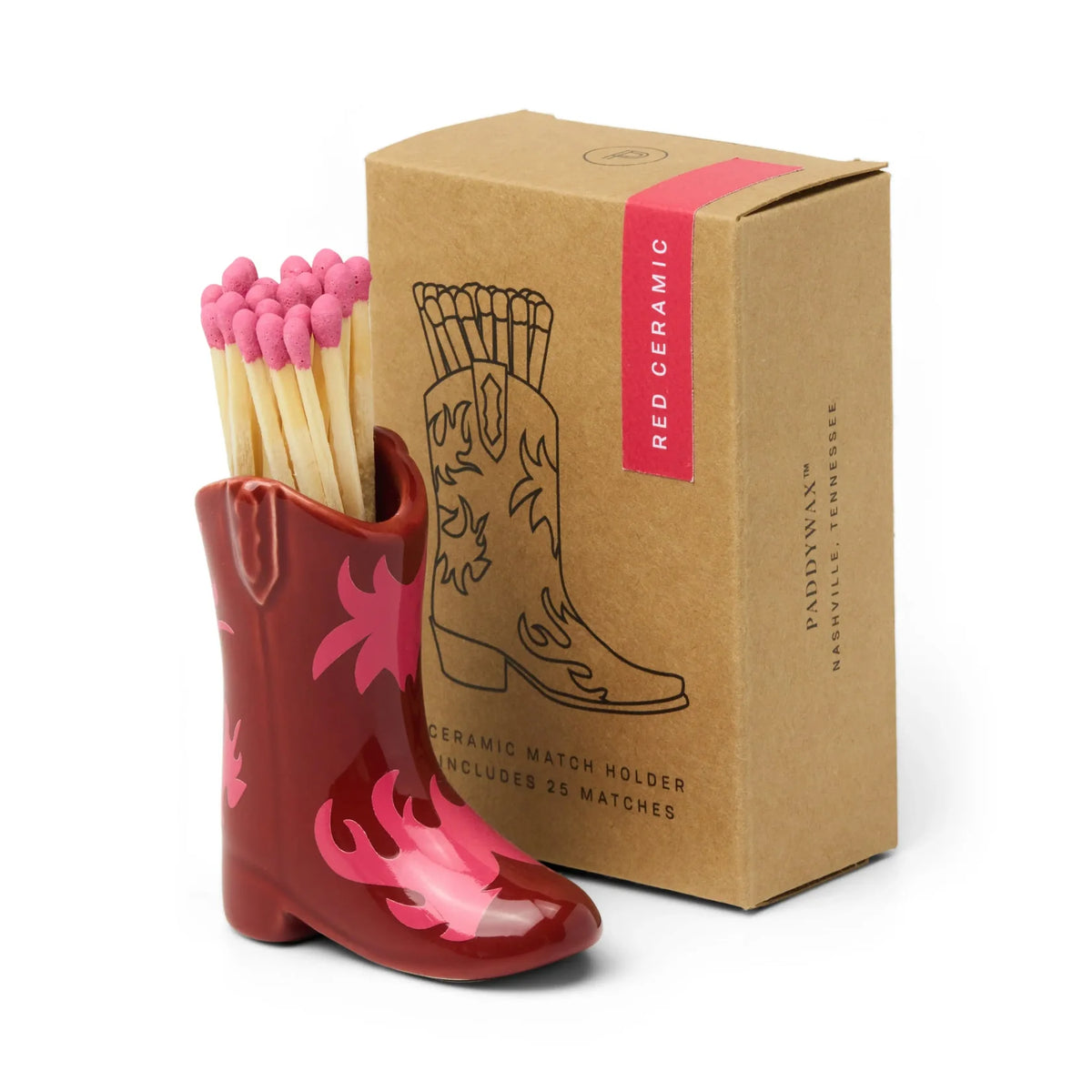 Cowboy boot match holder - red