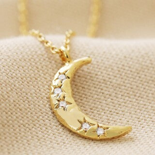 Crystal clear moon necklace