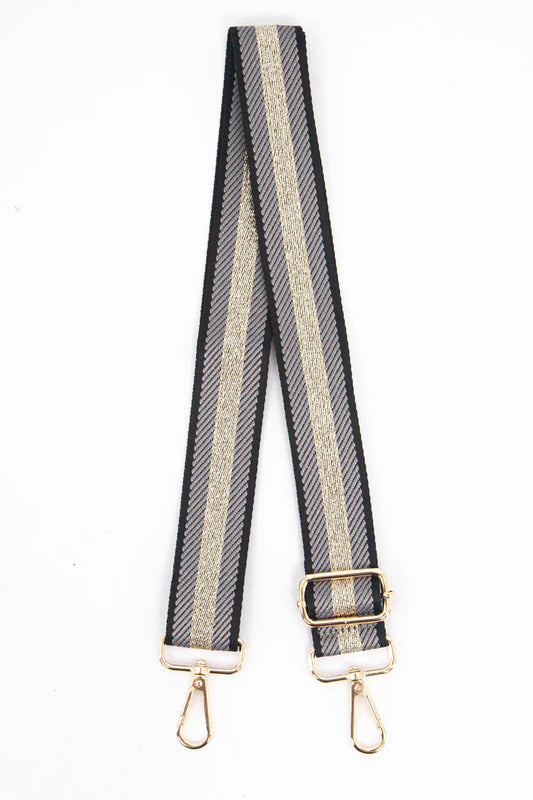 Bag Strap - Grey Glitter Stripe