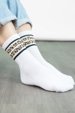 Sporty Socks - White Leopard