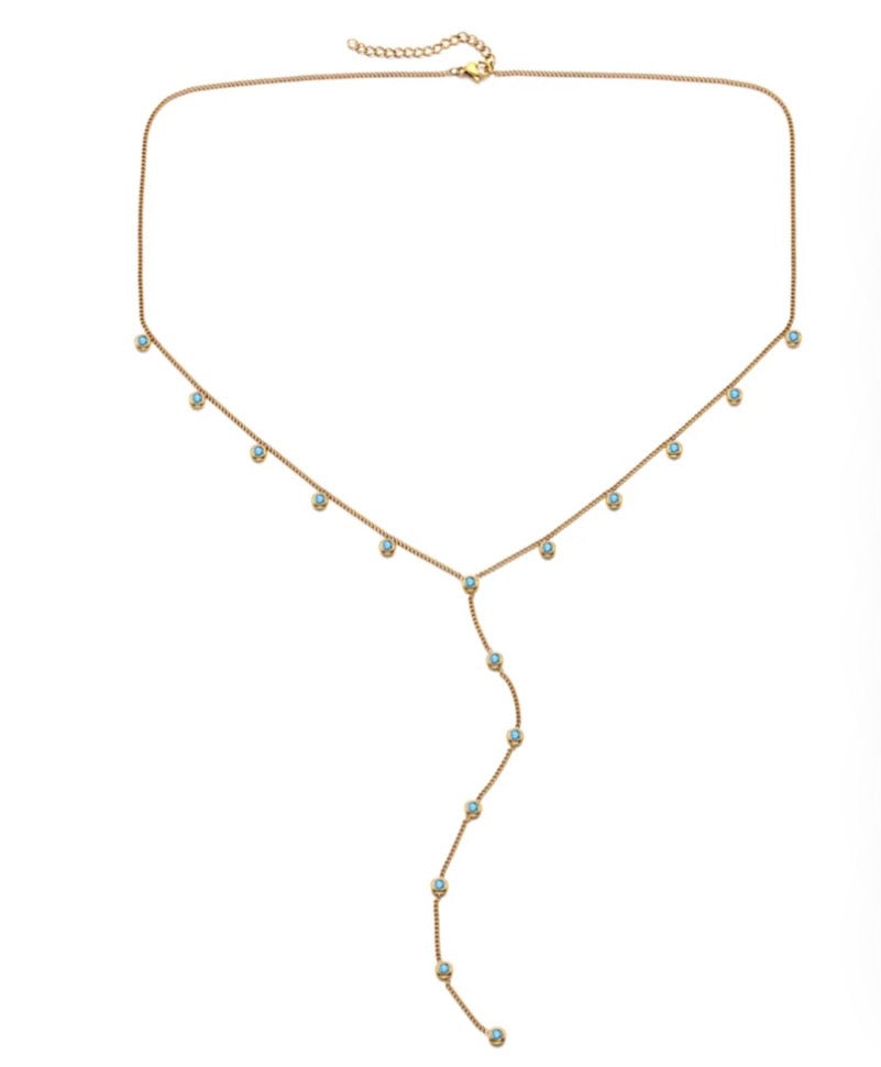 INDIA DROPLET NECKLACE GOLD & TURQUOISE