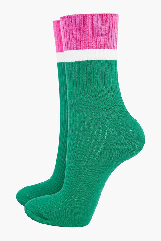 Stripe socks - Pink & Green