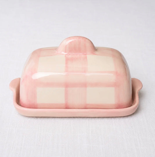 The fancy butter dish pink & white