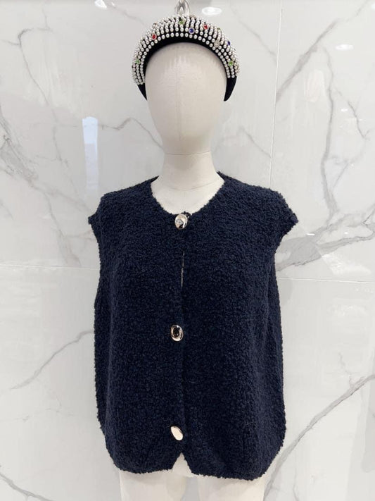 Teddy sleeveless cardigan - navy