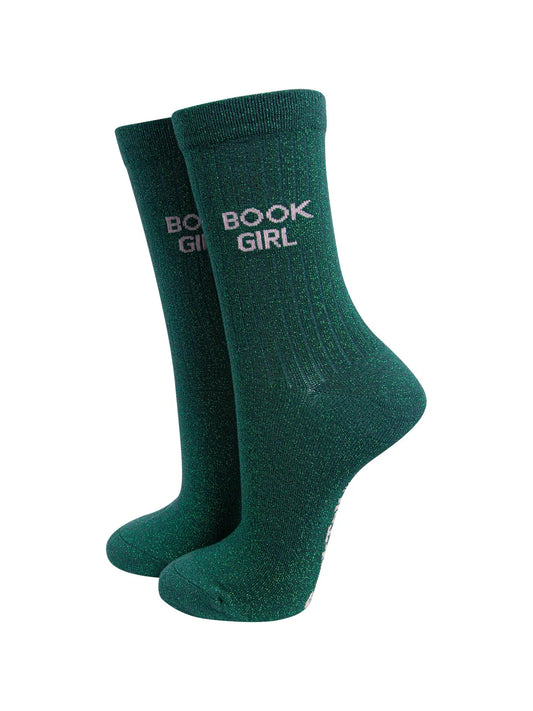 Book Girl cotton glitter socks