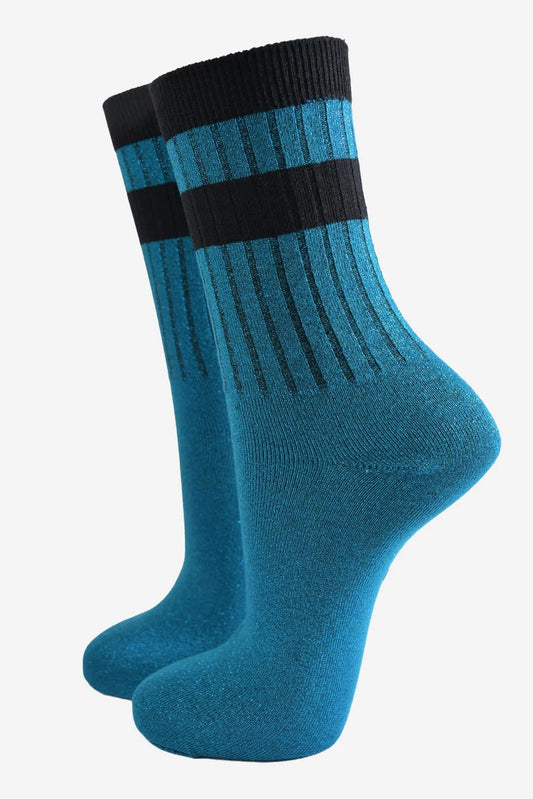 Glitter socks - Teal & Black