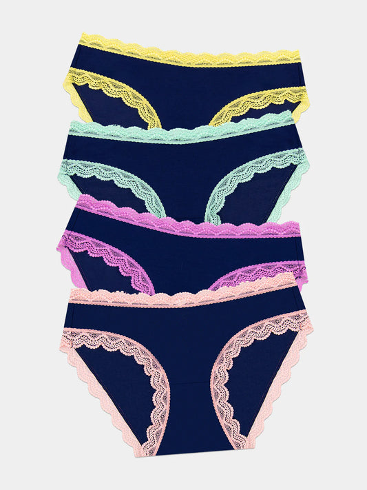 Stripe & Stare knickers four pack - Navy & Neon