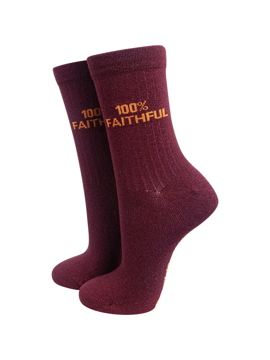 100% Faithful cotton glitter socks