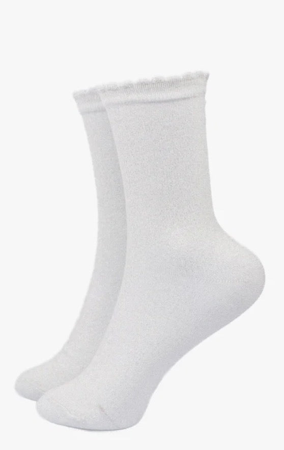 Cotton Glitter Socks in white