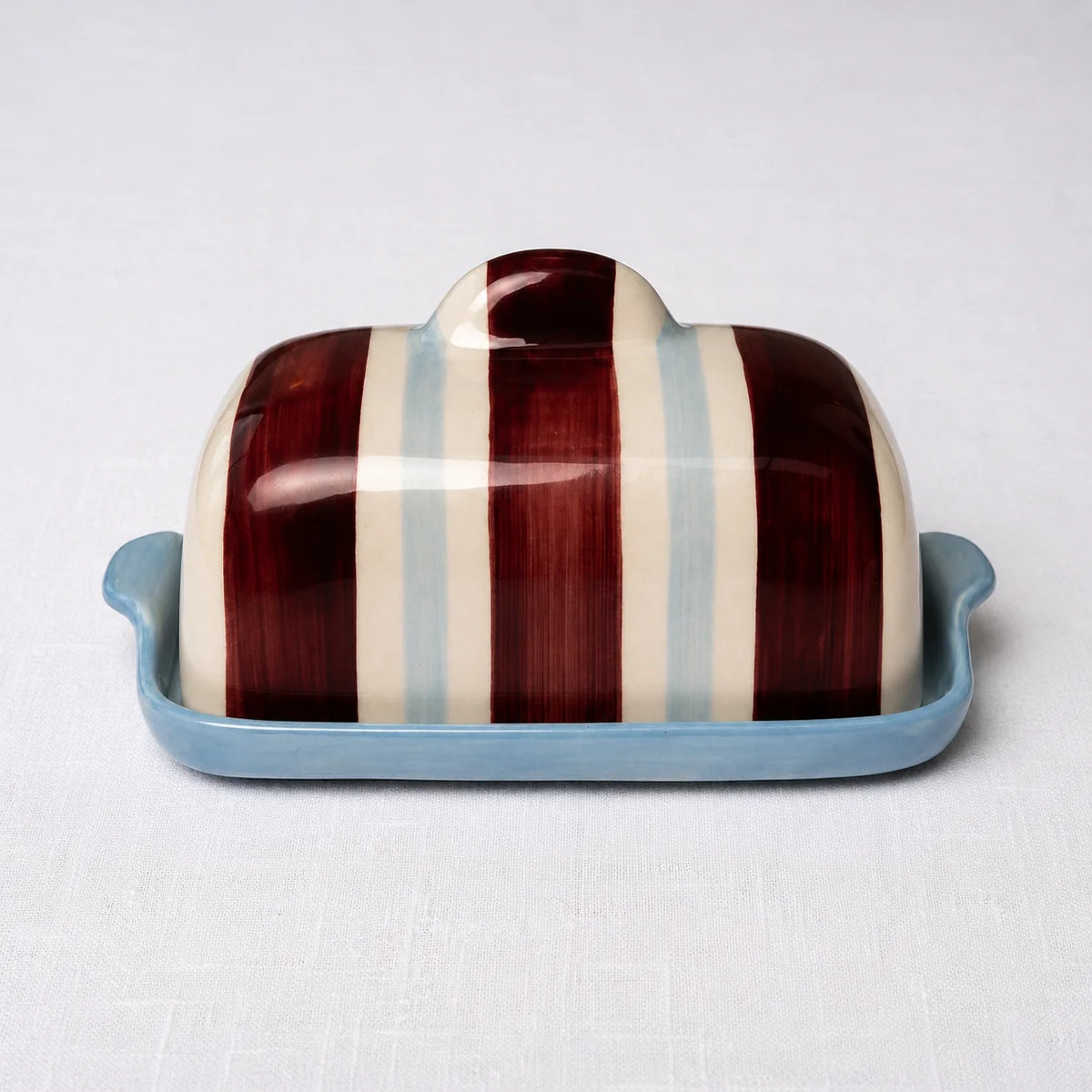 The fancy butter dish burgundy & blue