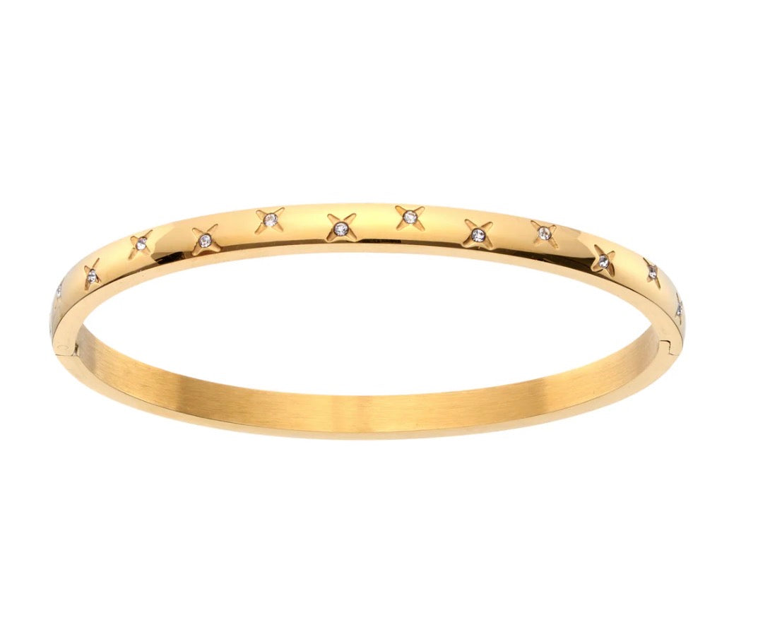 Amelia Gold Crystal Star Bangle