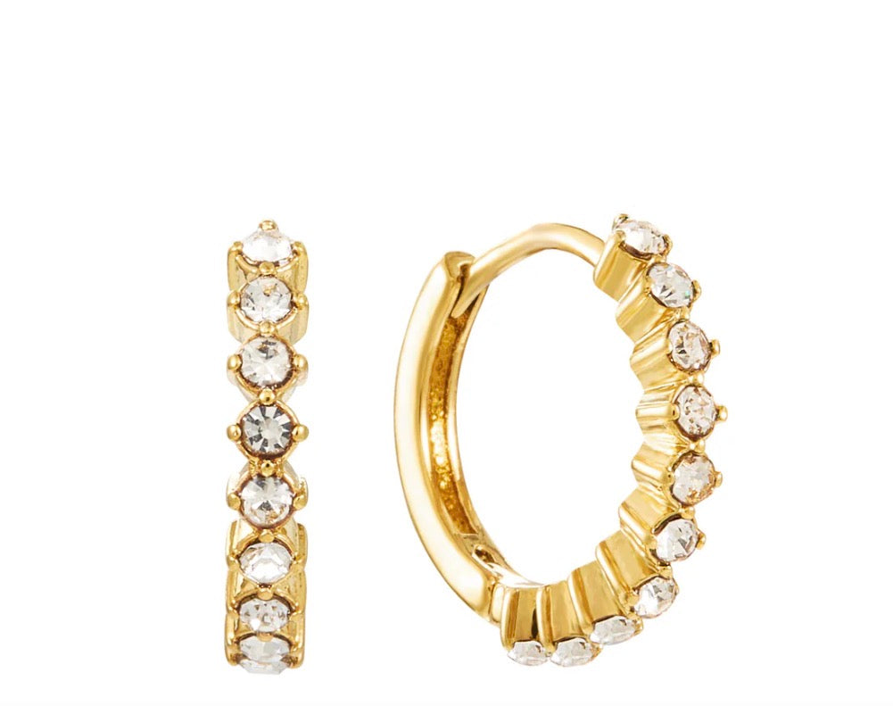 Mimi Gold Crystal Huggie Earrings