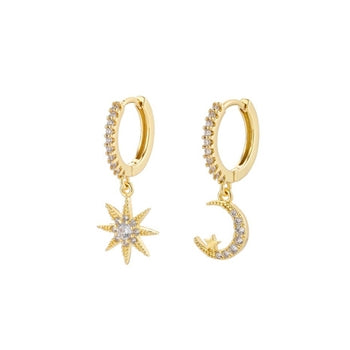 Star & moon drop huggie earrings