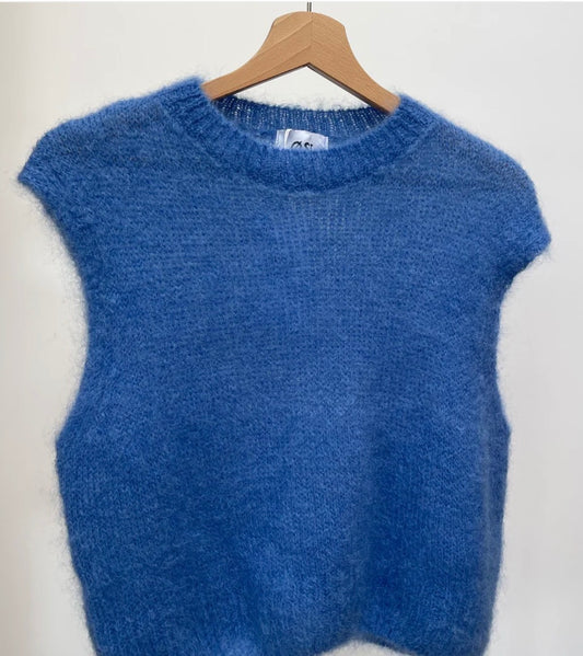 OST Monika cropped mohair vest - Cornflower blue