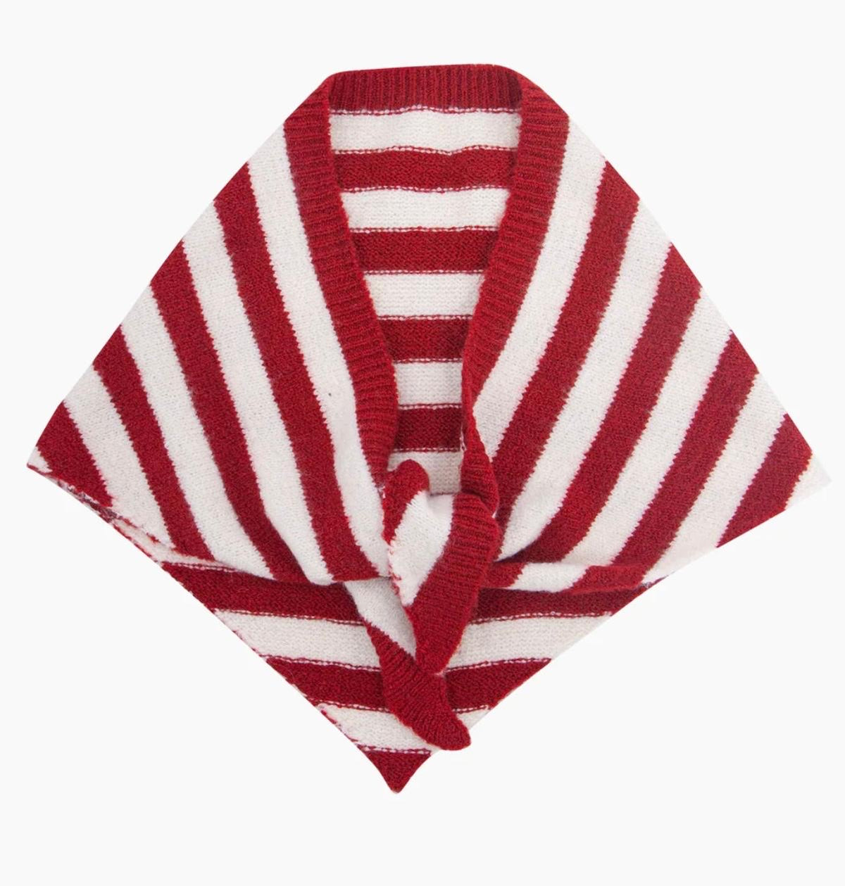 Red & white stripe triangle scarf