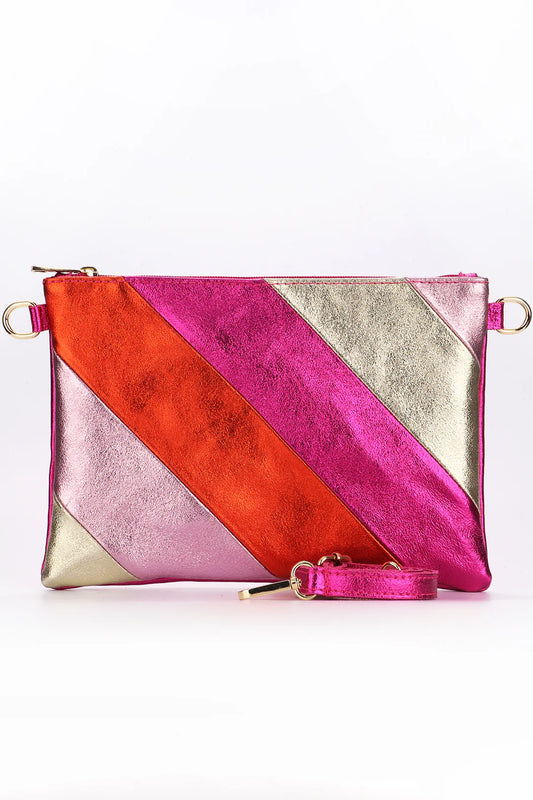 Clutch Bag - Pink Rainbow, Metallic