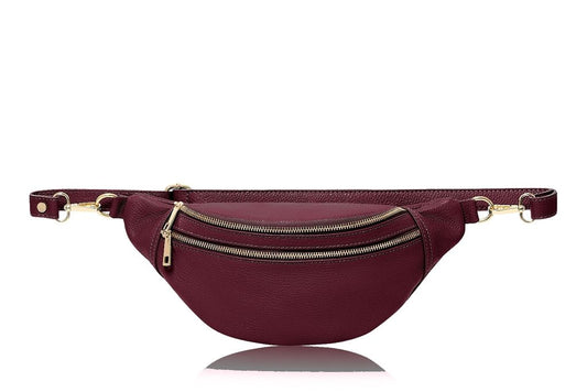 Leather bumbag - burgundy