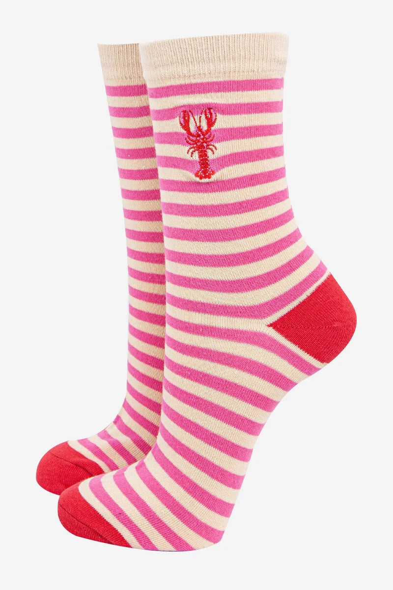 Red lobster stripe socks