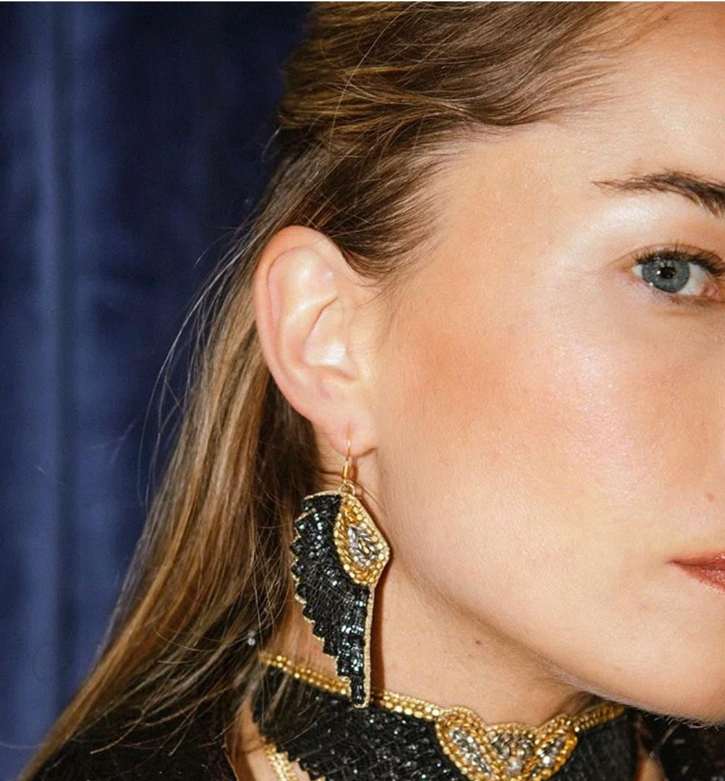 Nahua Anita earrings - Black Lizard