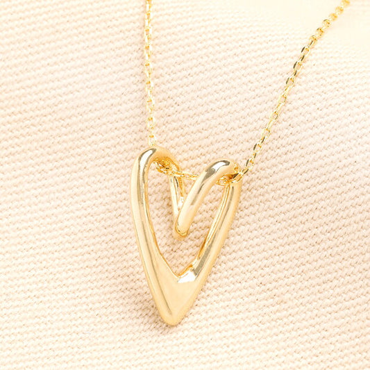 Bubble heart pendant gold necklace