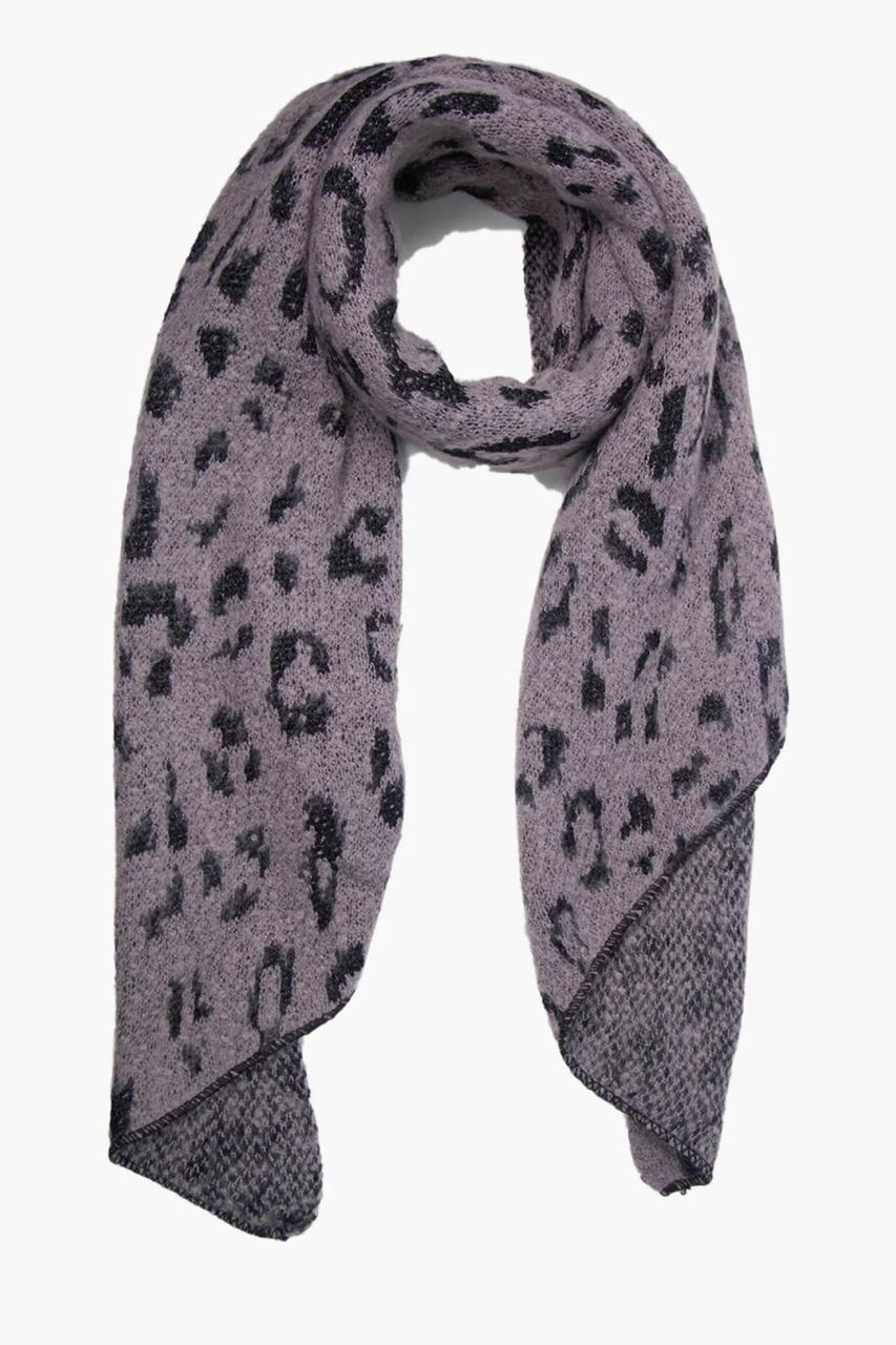 Grey black glitter leopard scarf