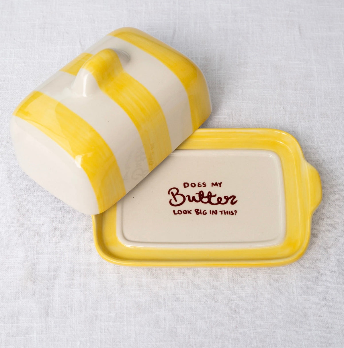 The fancy butter dish yellow & white