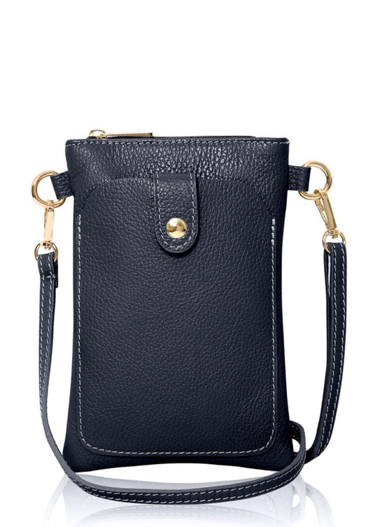 Leather crossover bag - navy