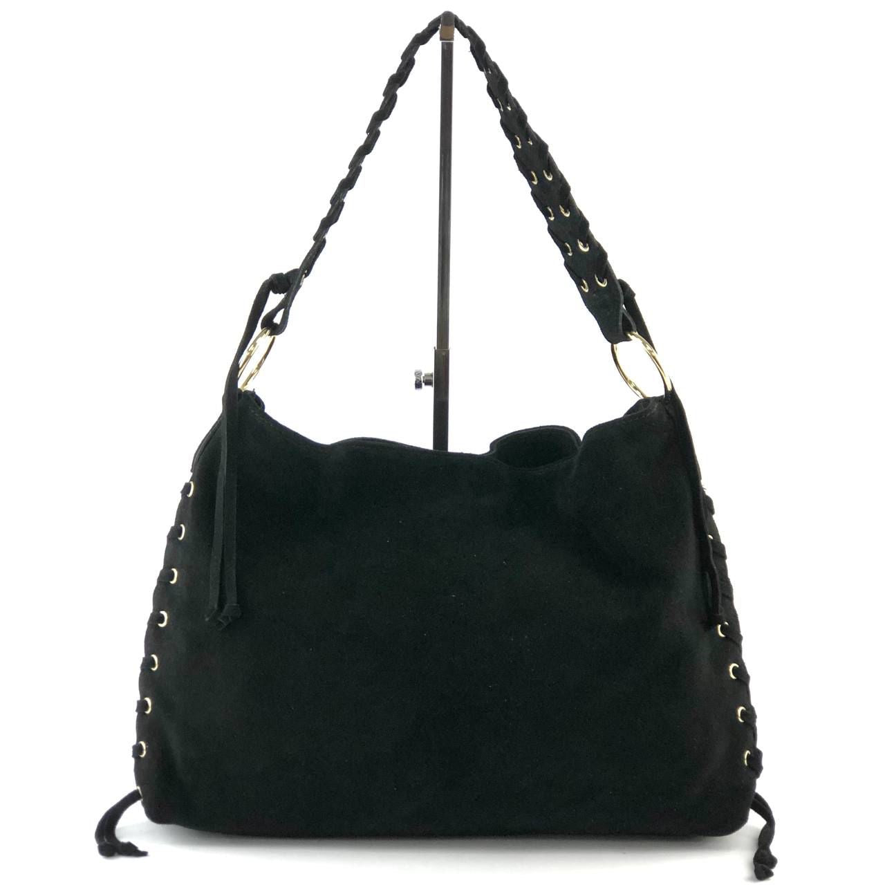 Suede corset shoulder bag - black