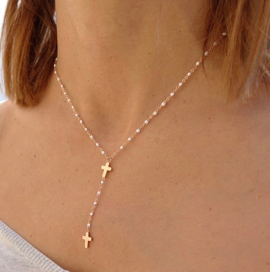 Cross pearl necklace
