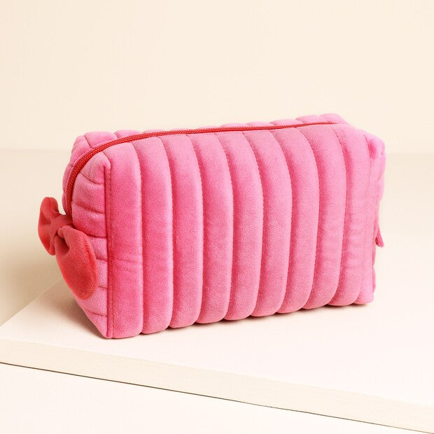 Pink & Red velvet bow makeup bag