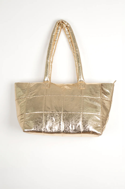 Quilted Tote Bag - Gold