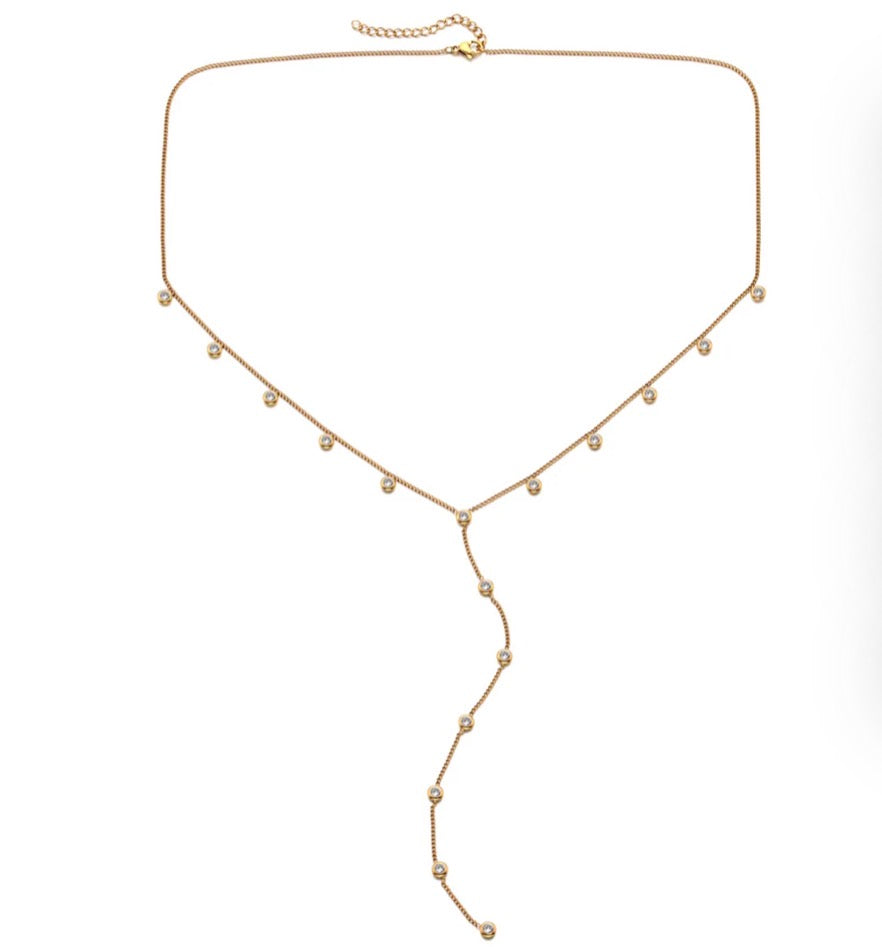 INDIA DROPLET NECKLACE GOLD & CRYSTAL