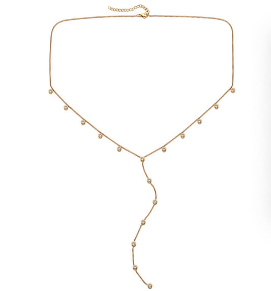 INDIA DROPLET NECKLACE GOLD & CRYSTAL