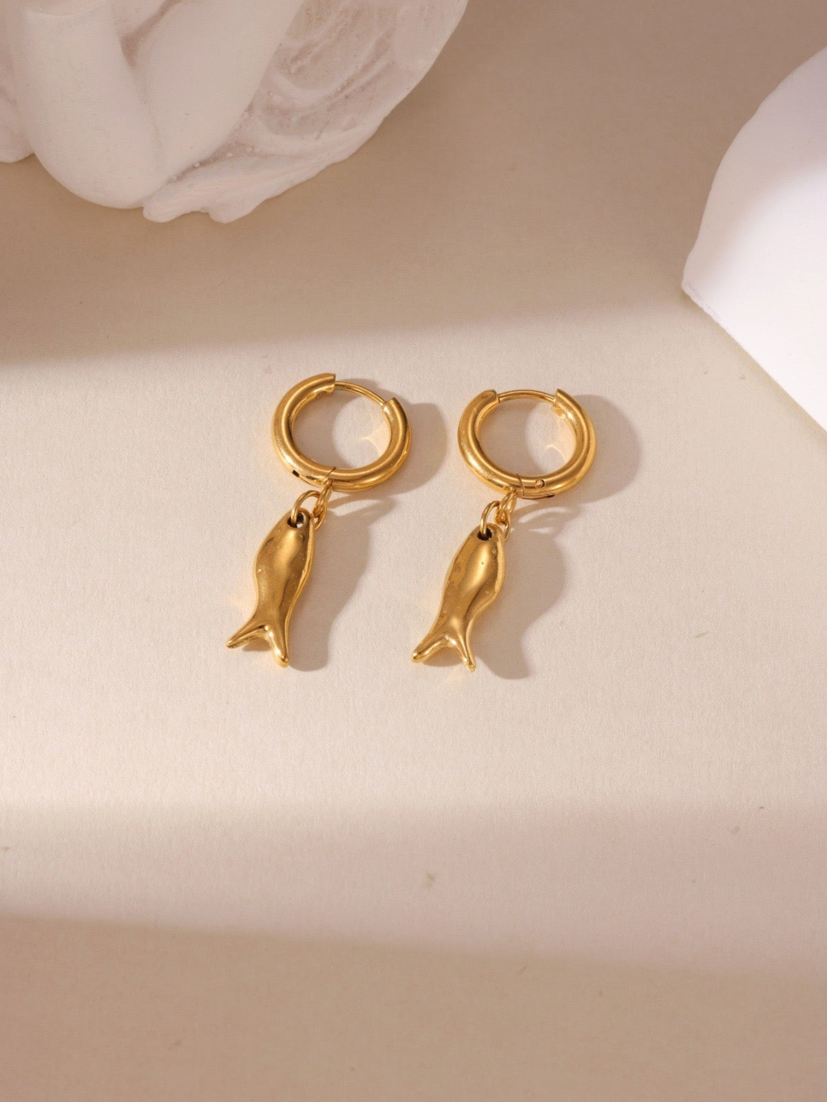 Gold fish earrings