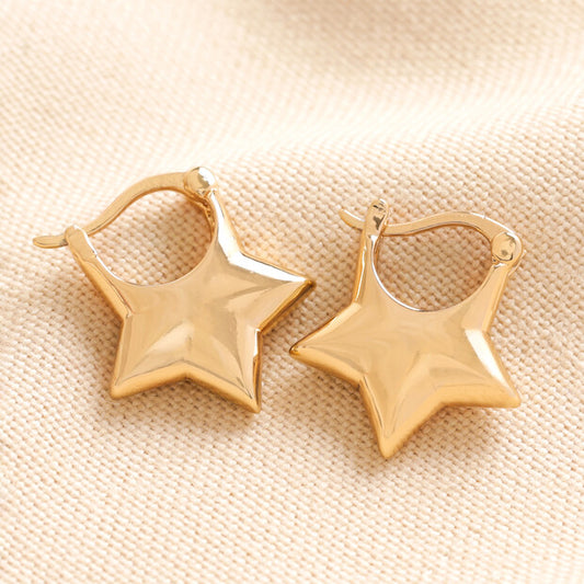 Chunky star huggie hoop gold earrings