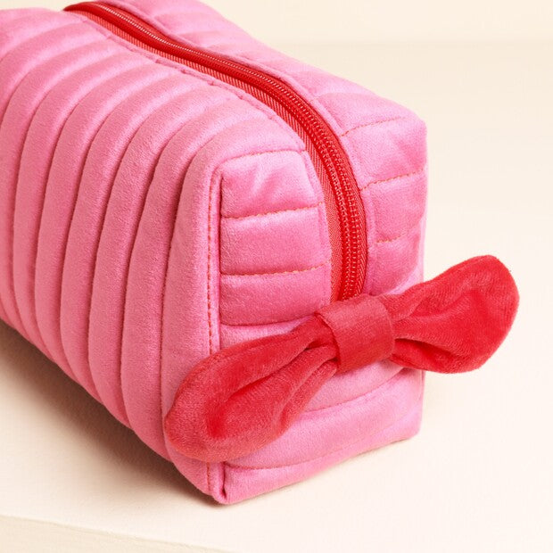 Pink & Red velvet bow makeup bag