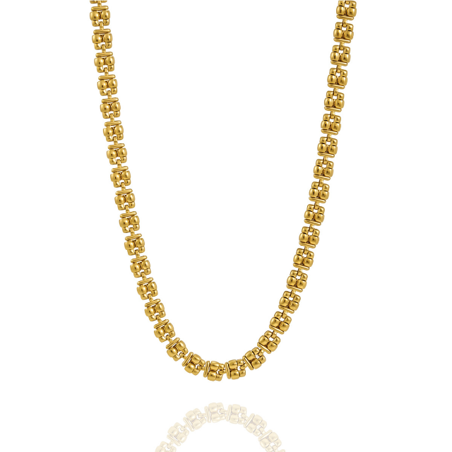 Textured box chain gold necklace