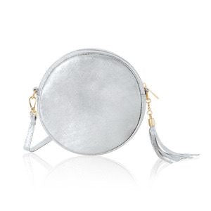 Leather Circle Bag - Silver