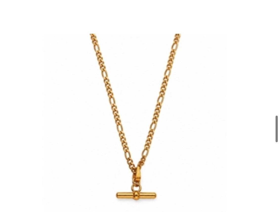 Rope chain T bar necklace in gold