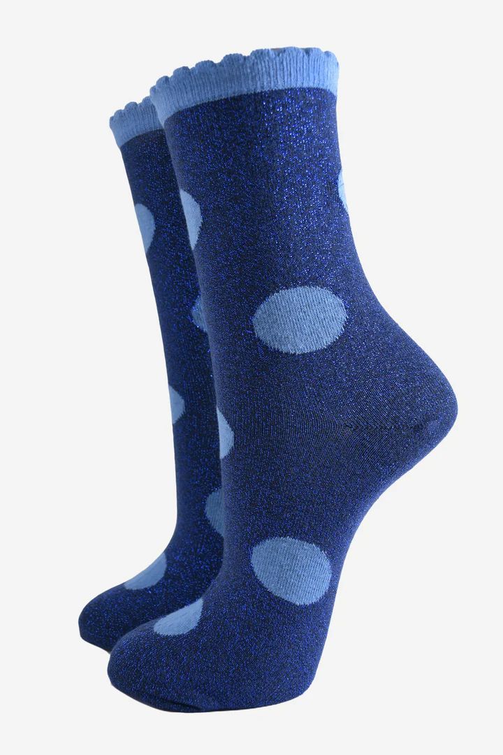 Glitter socks - blue dots