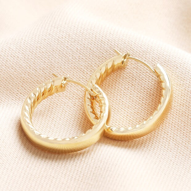 Hidden rope hoop gold earrings