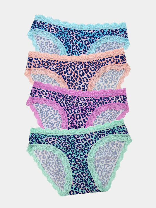 Stripe & Stare knickers four pack - Iridescent Leopards