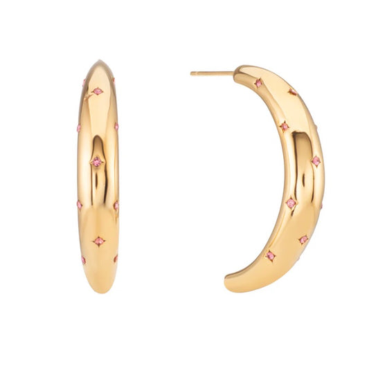 Skye Pink Chunky Star Hoop earrings