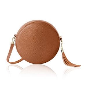 Leather Circle Bag - brown