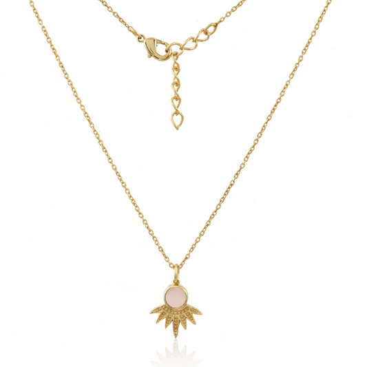 Splay necklace in gold & pink chalcedony