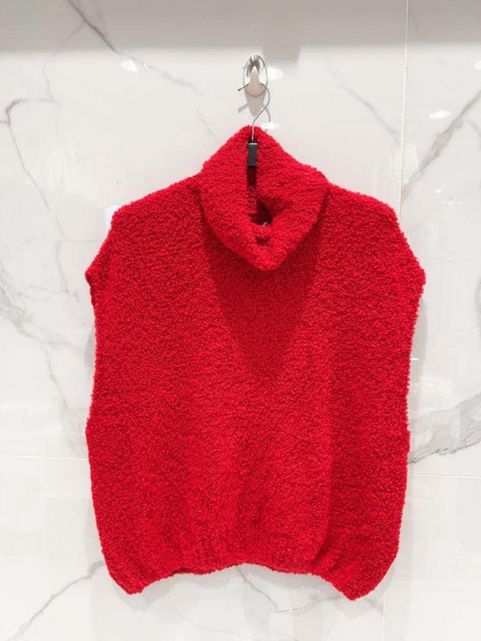 Teddy polo neck - red