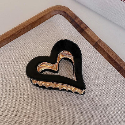 Heart black & gold claw clip