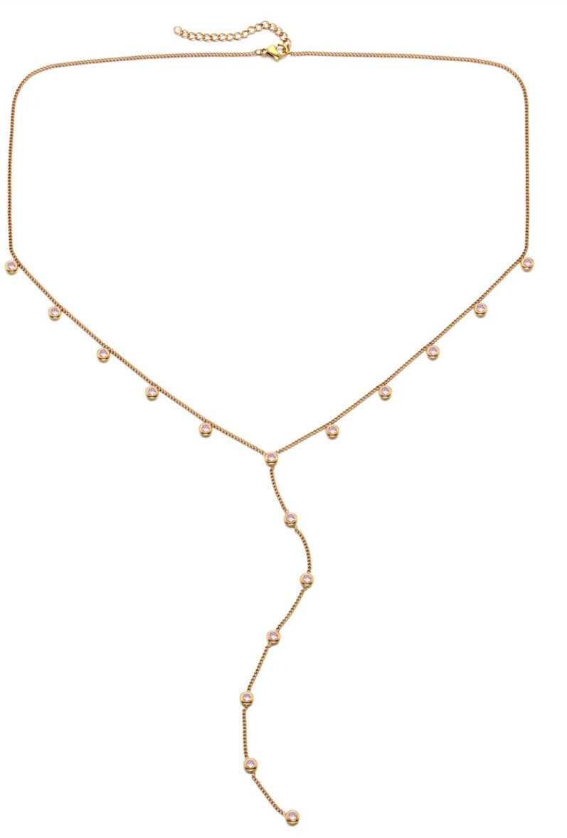 Bijoux De Mimi India Gold Pink Droplet Necklace