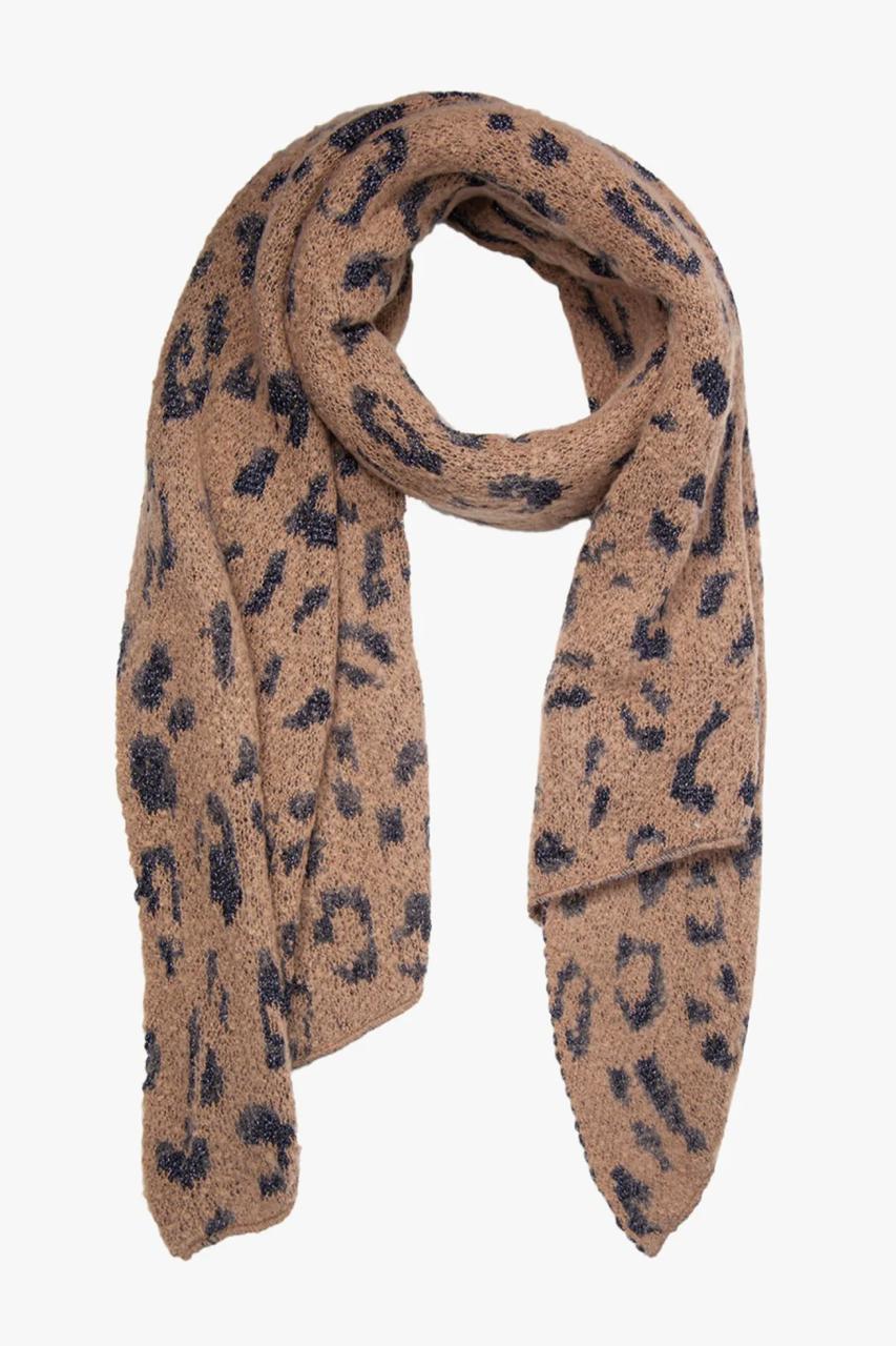 Camel leopard print scarf